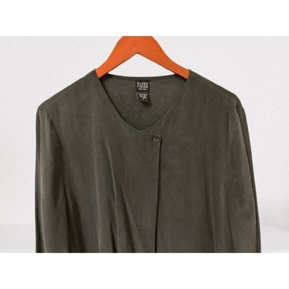 Eileen Fisher 100% Silk Cardigan in Charcoal Gray Size Med - Picture 2 of 6